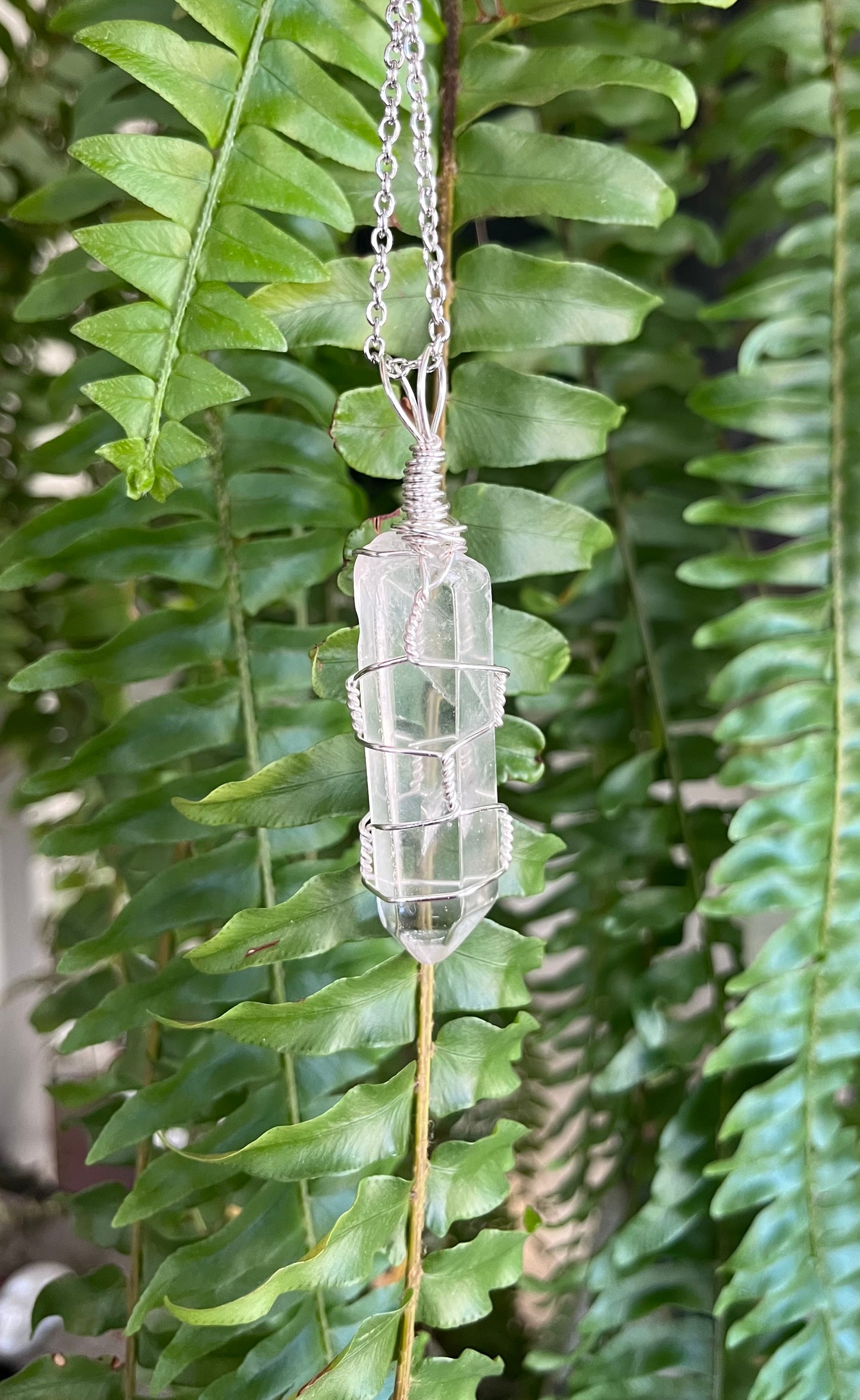 Clear Quartz Point Necklace – Hand Wire Wrapped in Silver | Intention & Amplification Stone