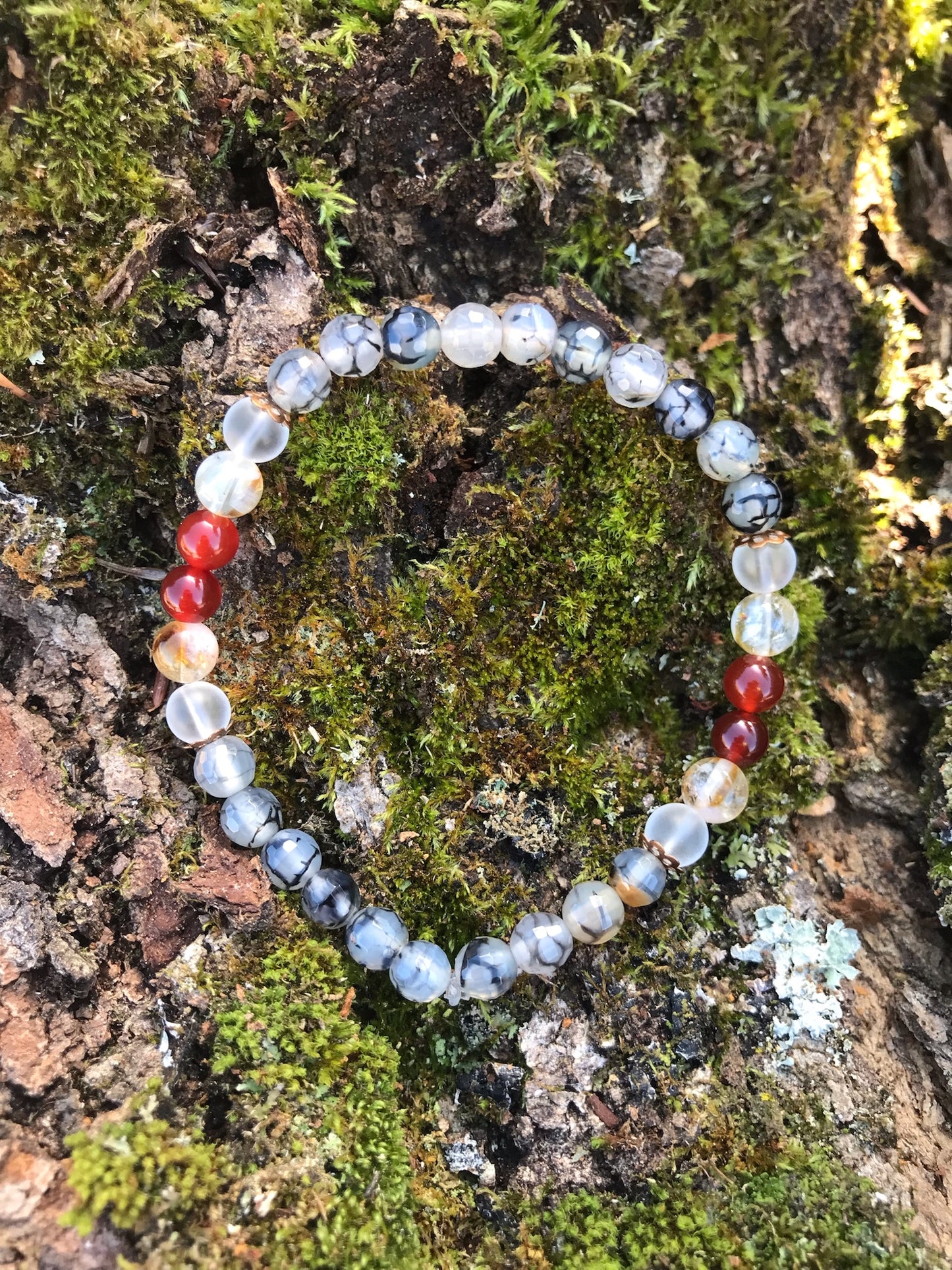 “Energy & Emotional Healing” Stretchy Bracelet with Agate, Citrine, Quartz & Carnelian