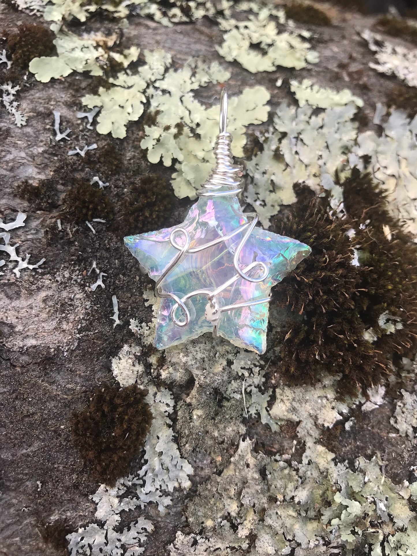 Aura Opalite Star in Silver Wire