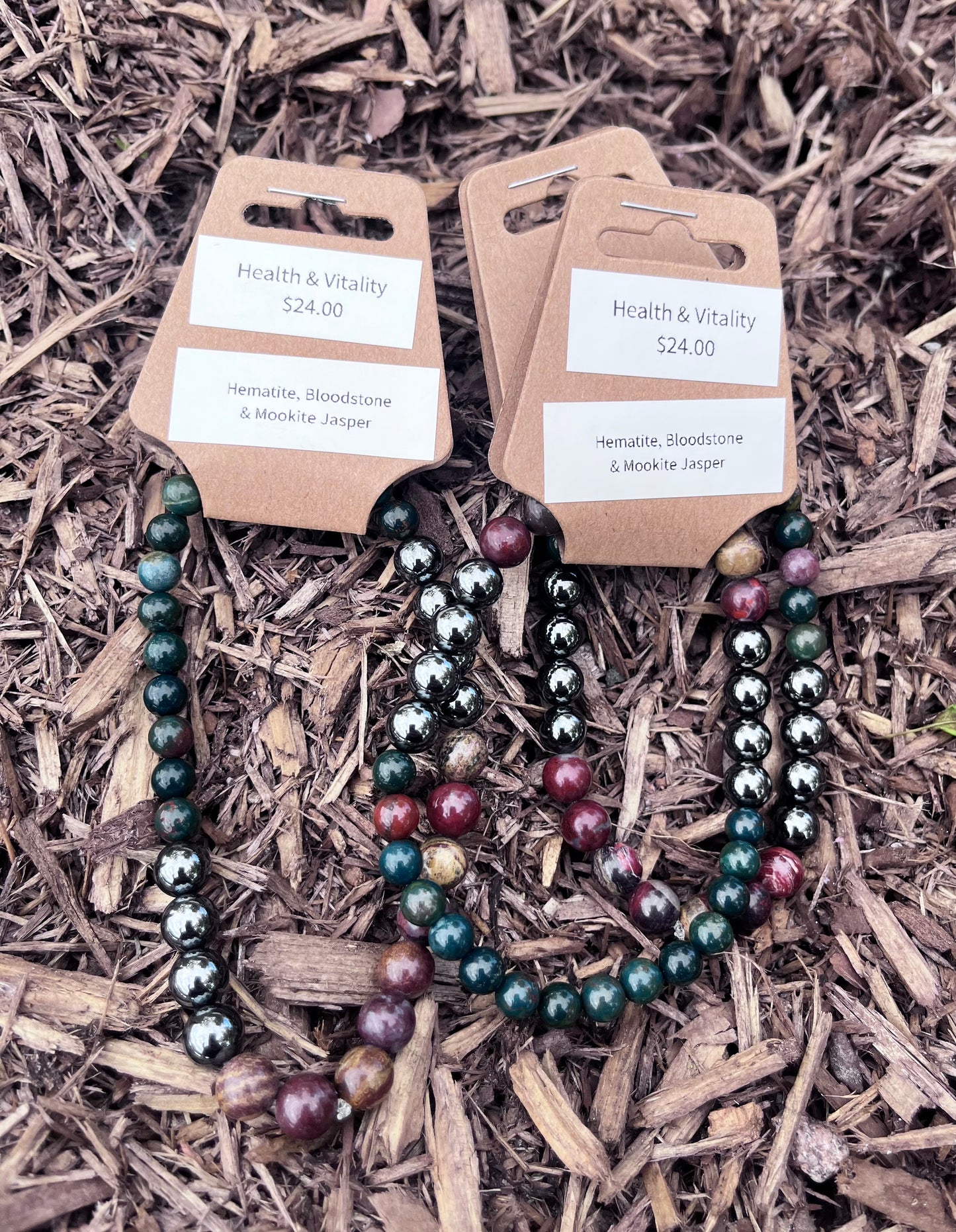 “Health & Vitality” Crystal Bracelet – Hematite, Bloodstone & Jasper