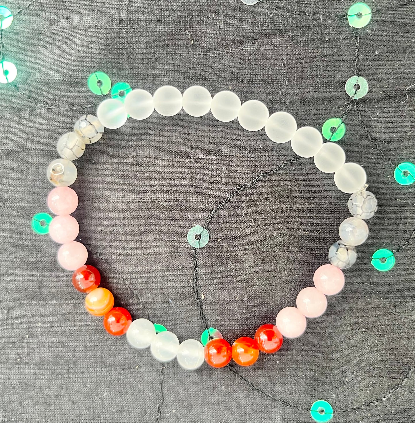“Happiness “Manifestation Bracelet - Agate, Carnelian, Rose Quartz, Selenite & Clear Quartz