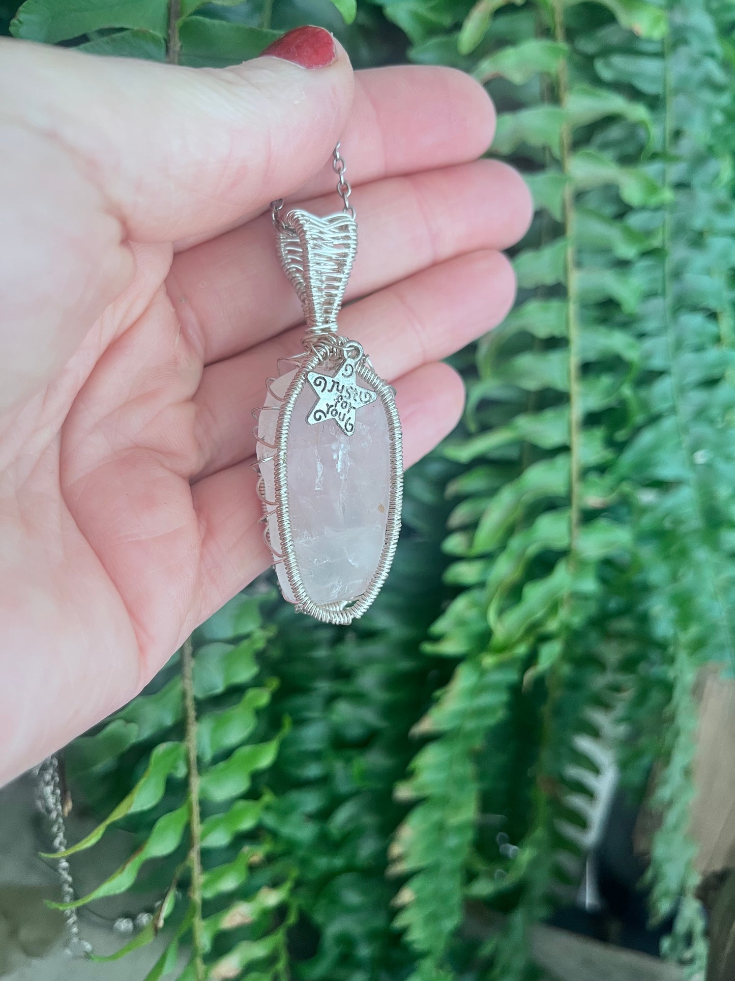 Handcrafted Rose Quartz Pendant – Rock Hounded, Cut, Polished & Wire Wrapped in Silver