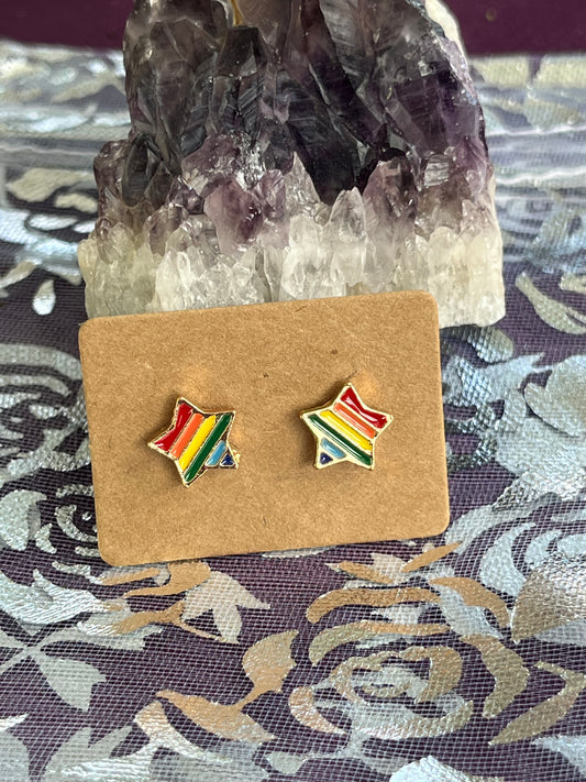 Star Stud Earrings, Pride, Rainbow