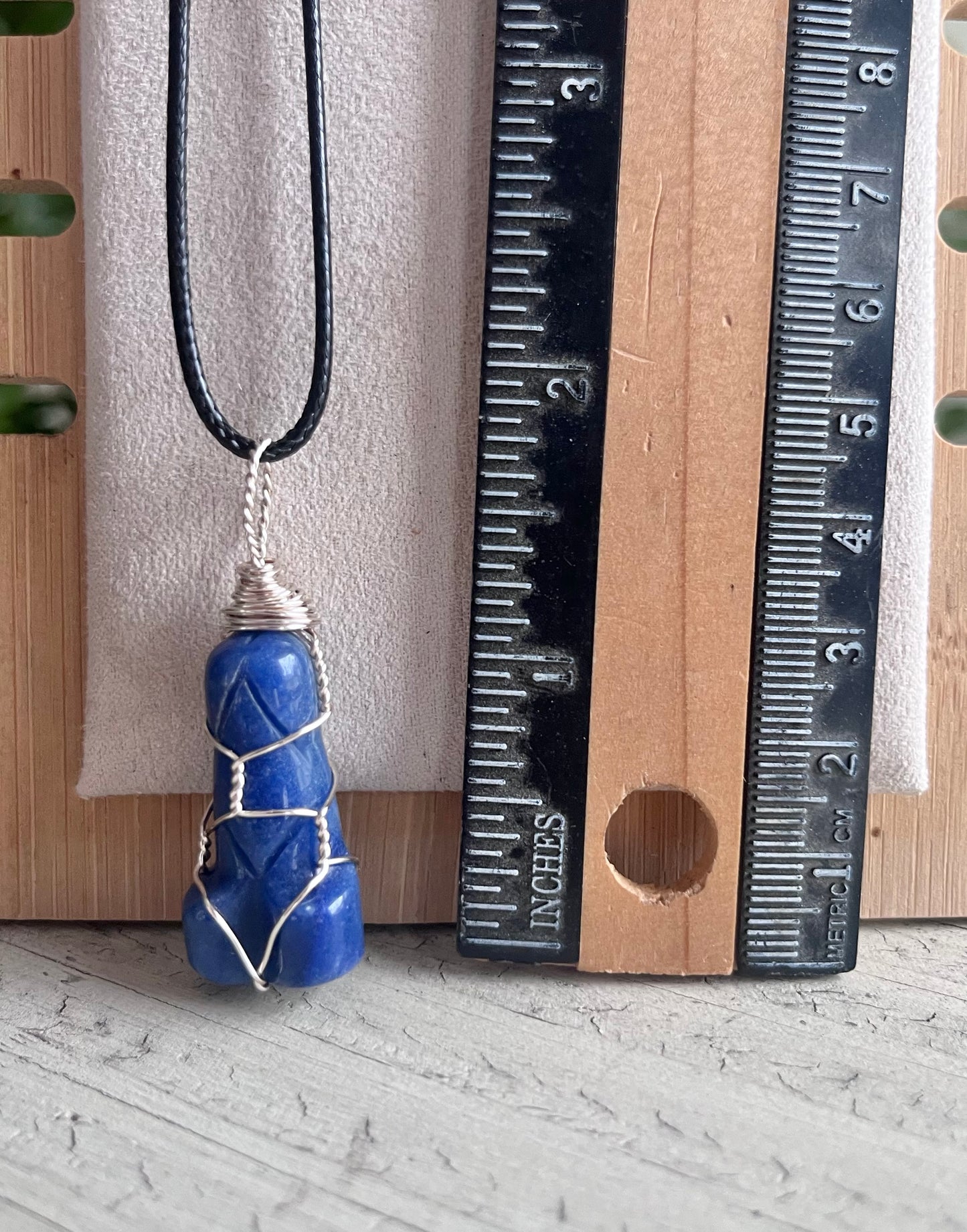 Cheeky Blue Stone “Fertility Charm” Necklace | Silver Wire Wrapped Lucky Talisman
