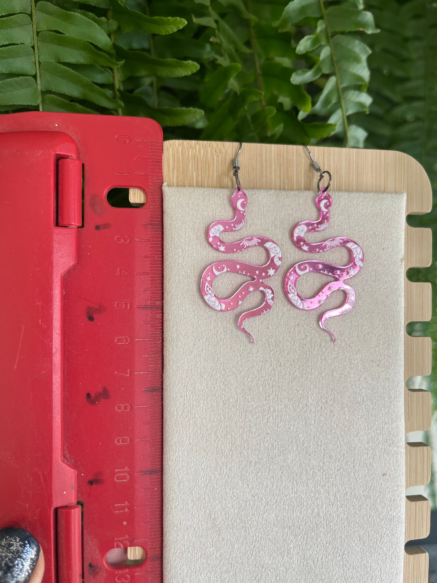 Pink Snake Earrings