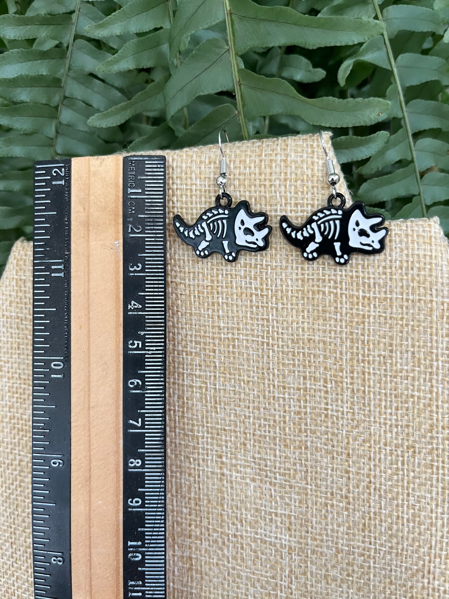 Triceratops Skeleton Dinosaur Earrings