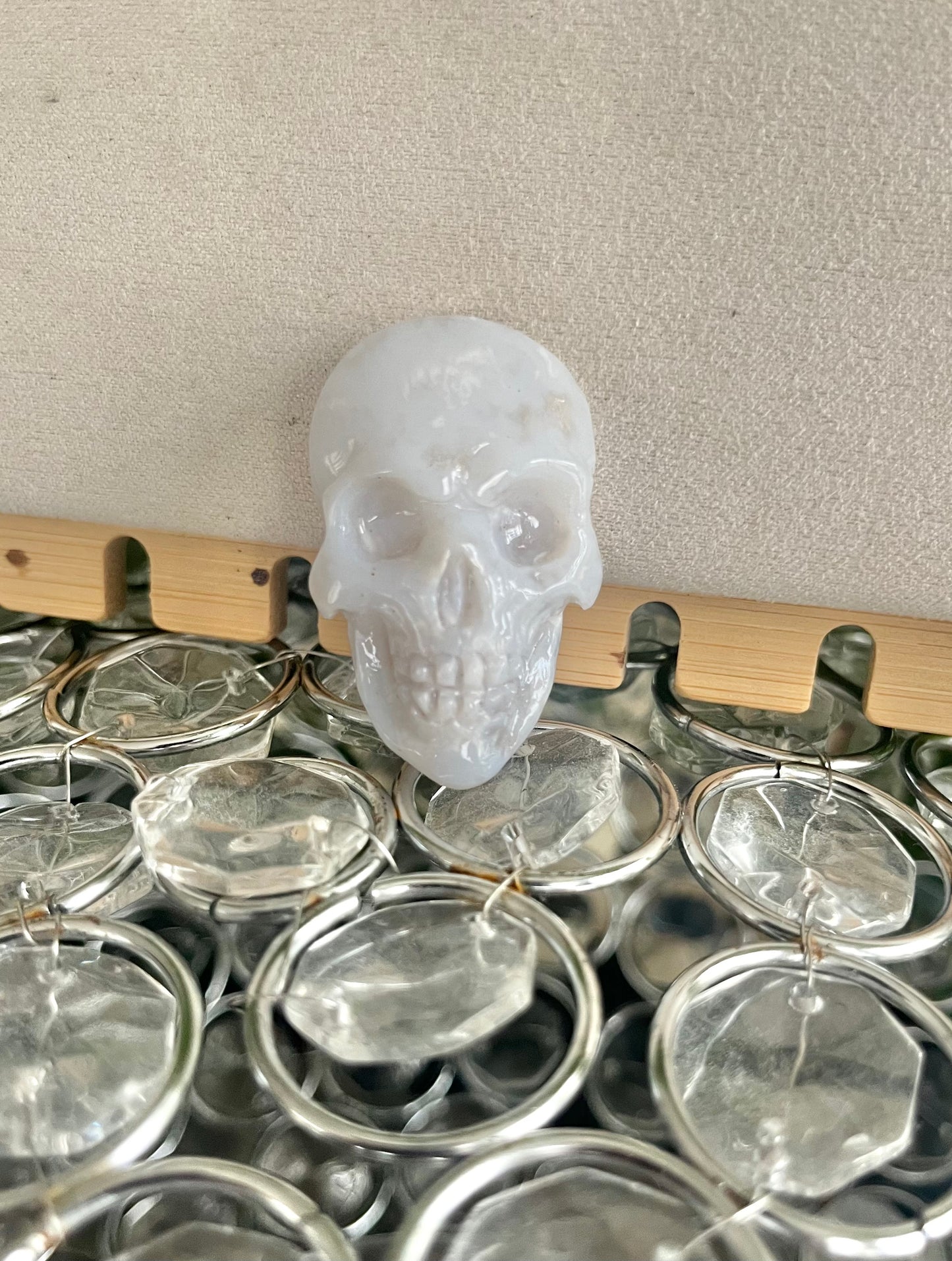 Custom Palm Root Crystal Skull Pendant – Choose Your Wire Color (Silver, Copper, or Black)