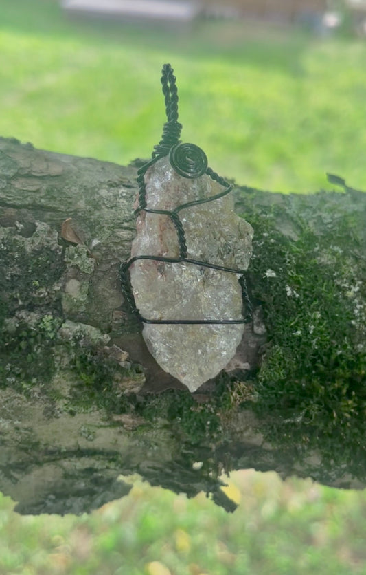 Handcrafted Schist Pendant in Black Copper Wire | One-of-a-Kind Ontario Stone Necklace