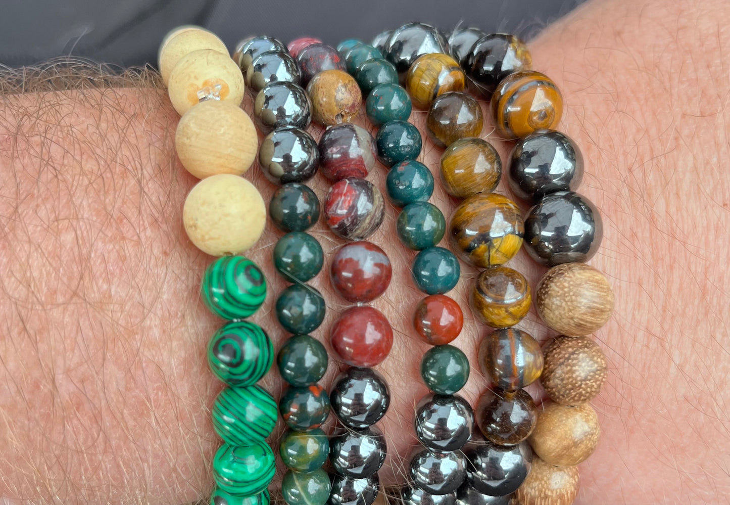 “Health & Vitality” Crystal Bracelet – Hematite, Bloodstone & Jasper