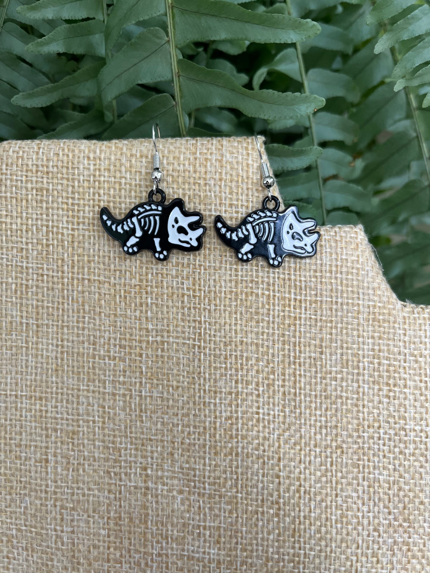 Triceratops Skeleton Dinosaur Earrings