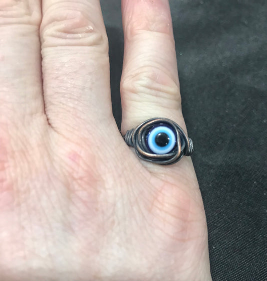 Copper wire - Evil Eye Protection Ring - Custom Sizing