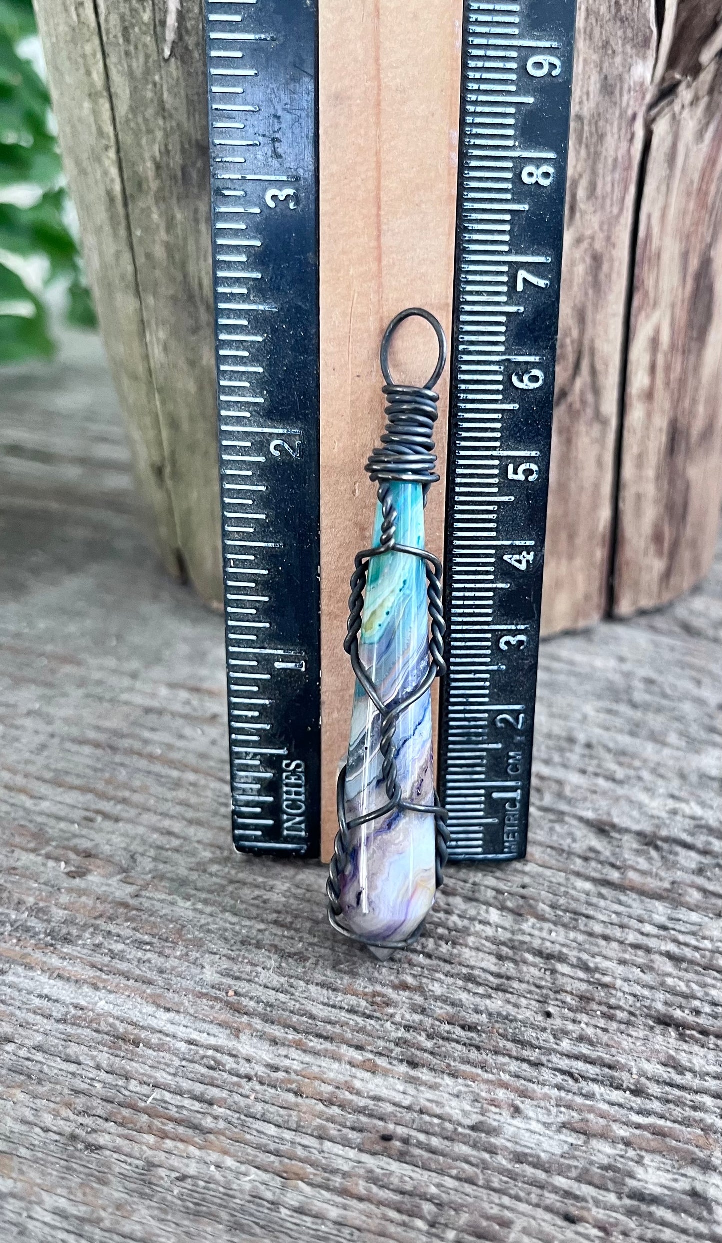 Palm Root Copper Wire-Wrapped Pendant