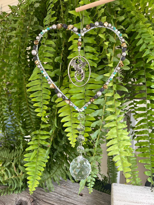 Green Dragon Heart Sun Catcher