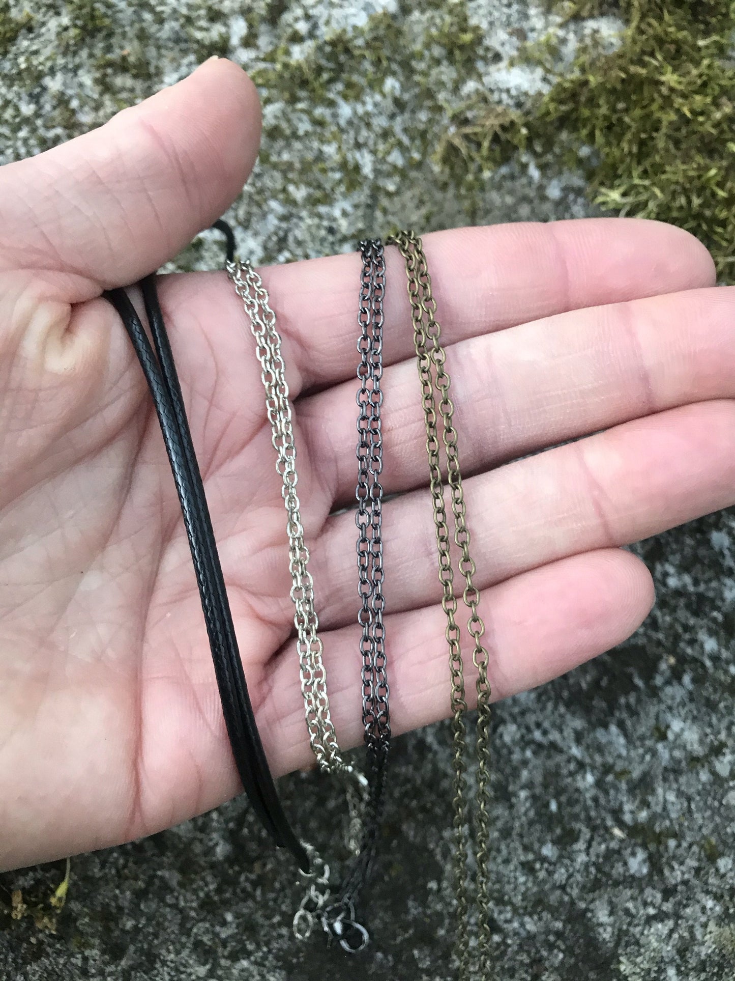 Chakra Selenite in black wire pendant necklace