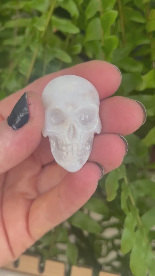 Custom Palm Root Crystal Skull Pendant – Choose Your Wire Color (Silver, Copper, or Black)