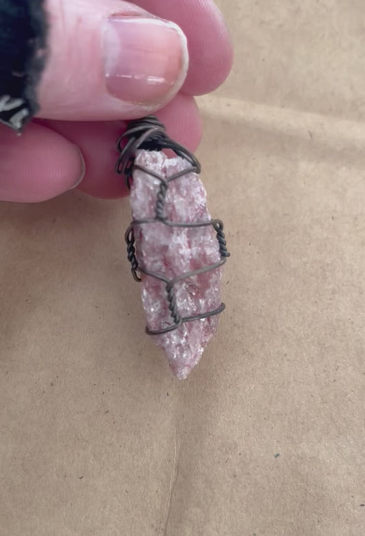 Glitter Granite pendant, copper wire.  Hand-collected and artisan-touched.