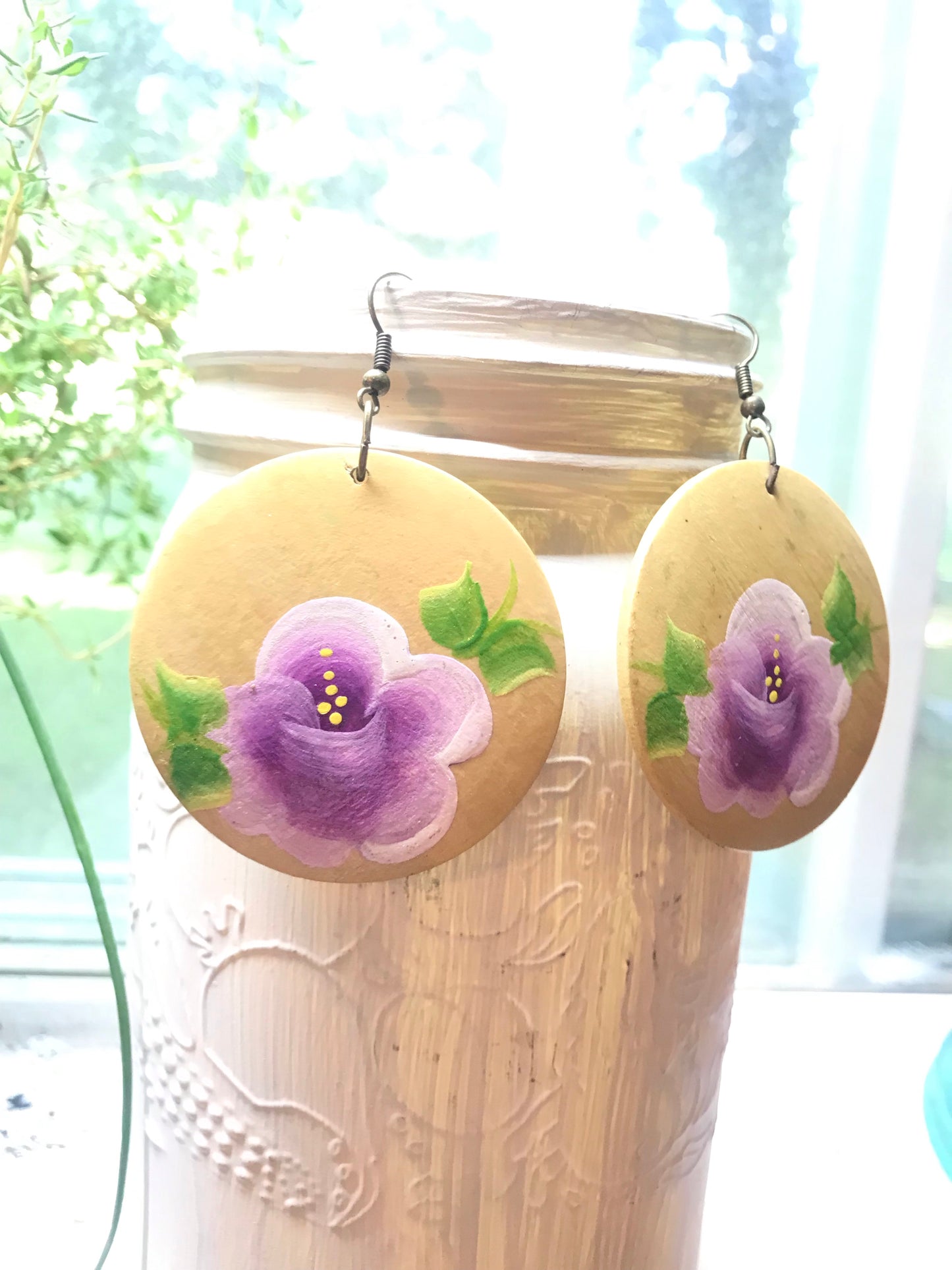 Wooden Flower Earrings