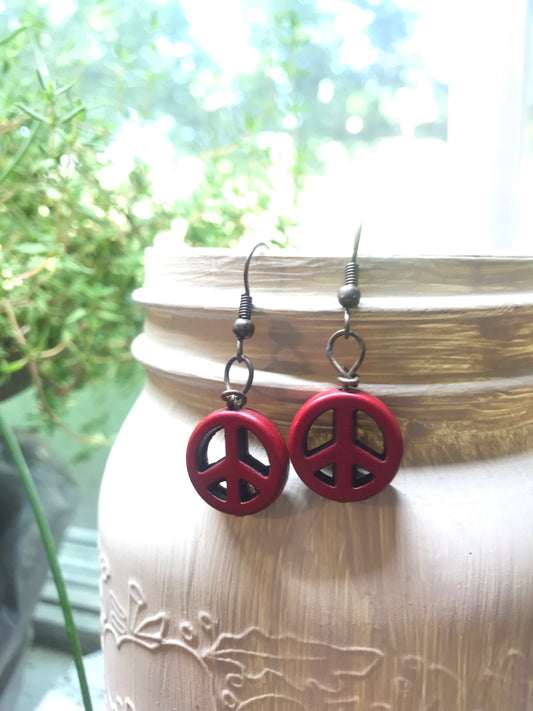 Red Peace Earrings