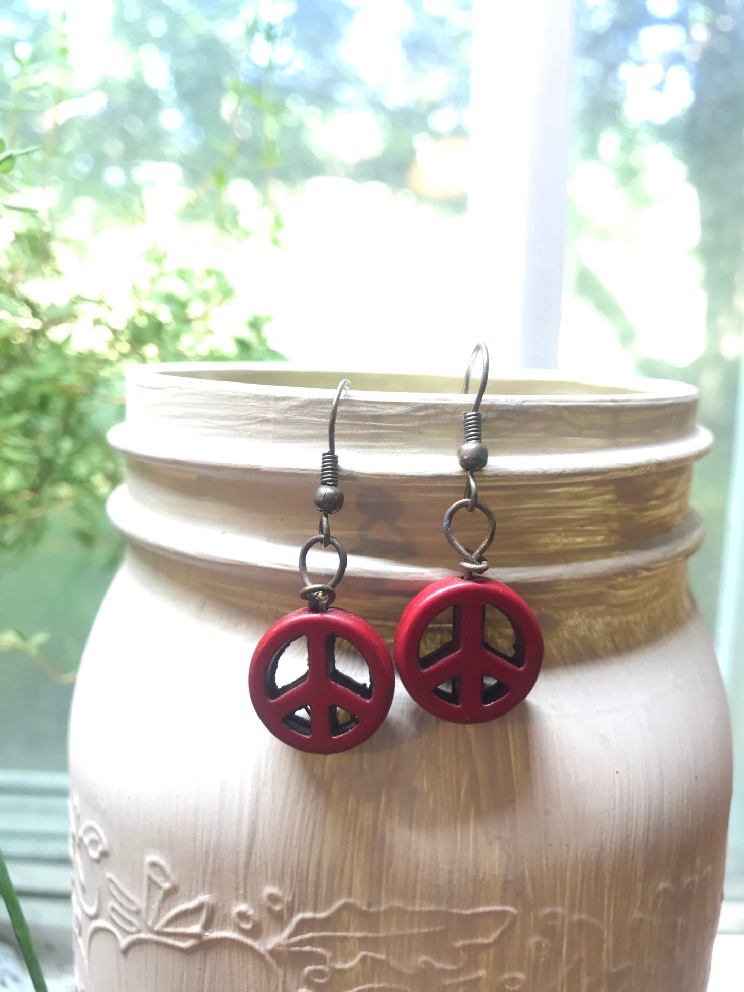 Red Peace Earrings