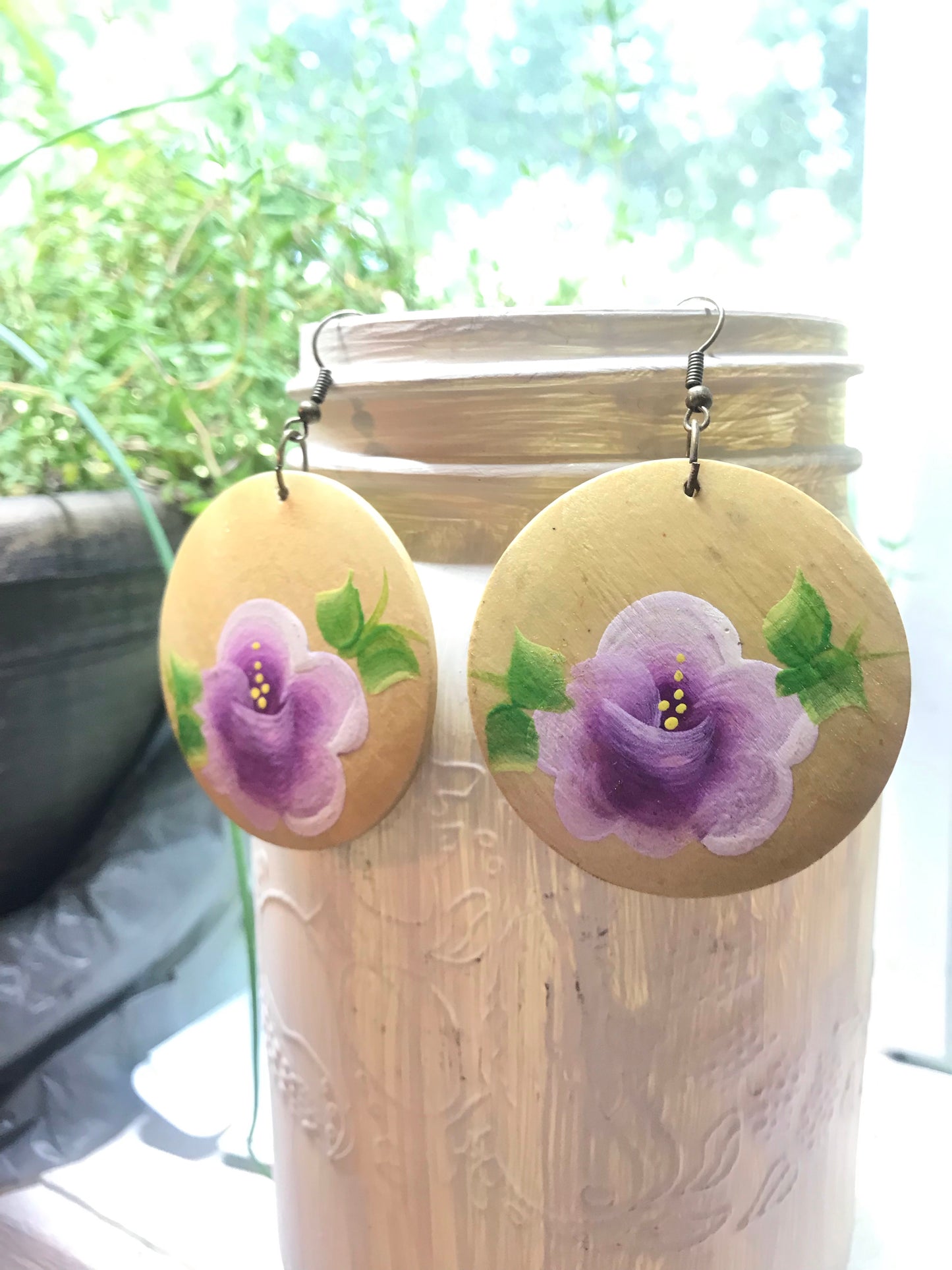 Wooden Flower Earrings