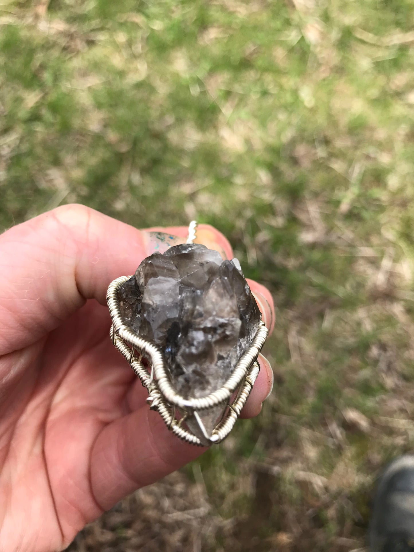 Smokey Quartz in silver wire