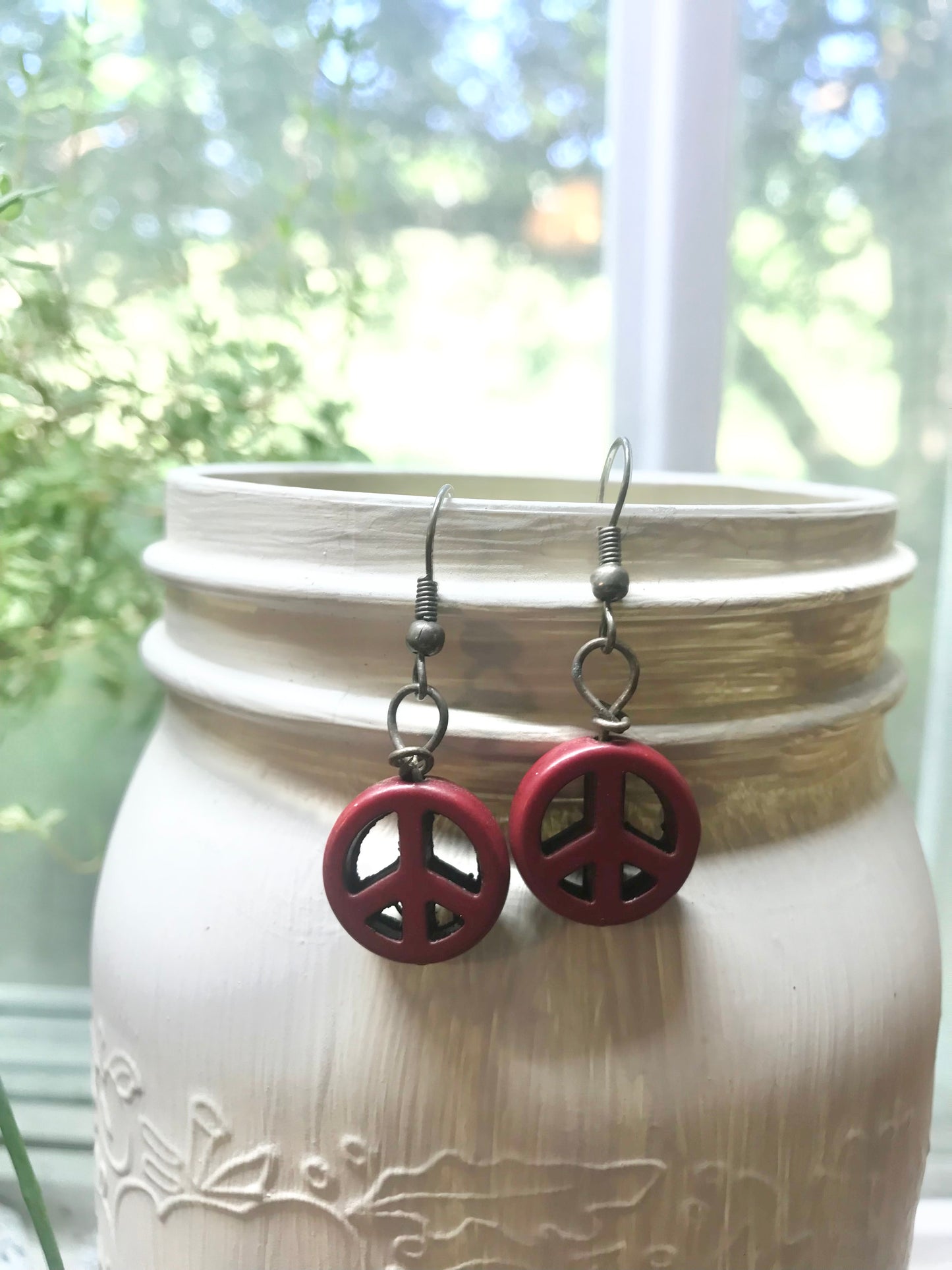 Red Peace Earrings