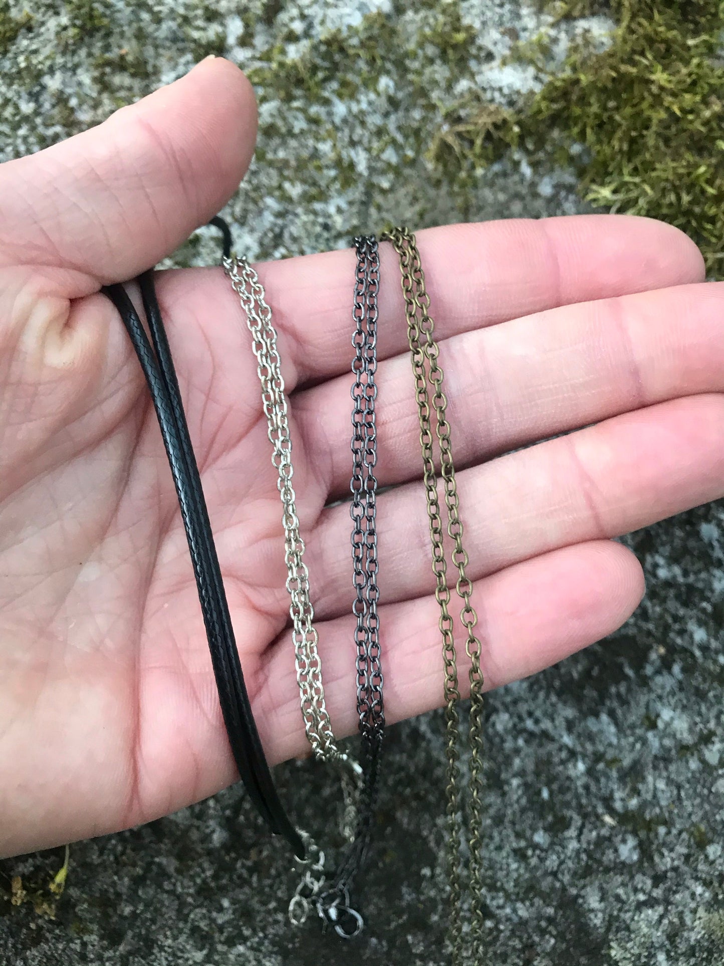 Amethyst Crescent Moon in black wire, pendant necklace