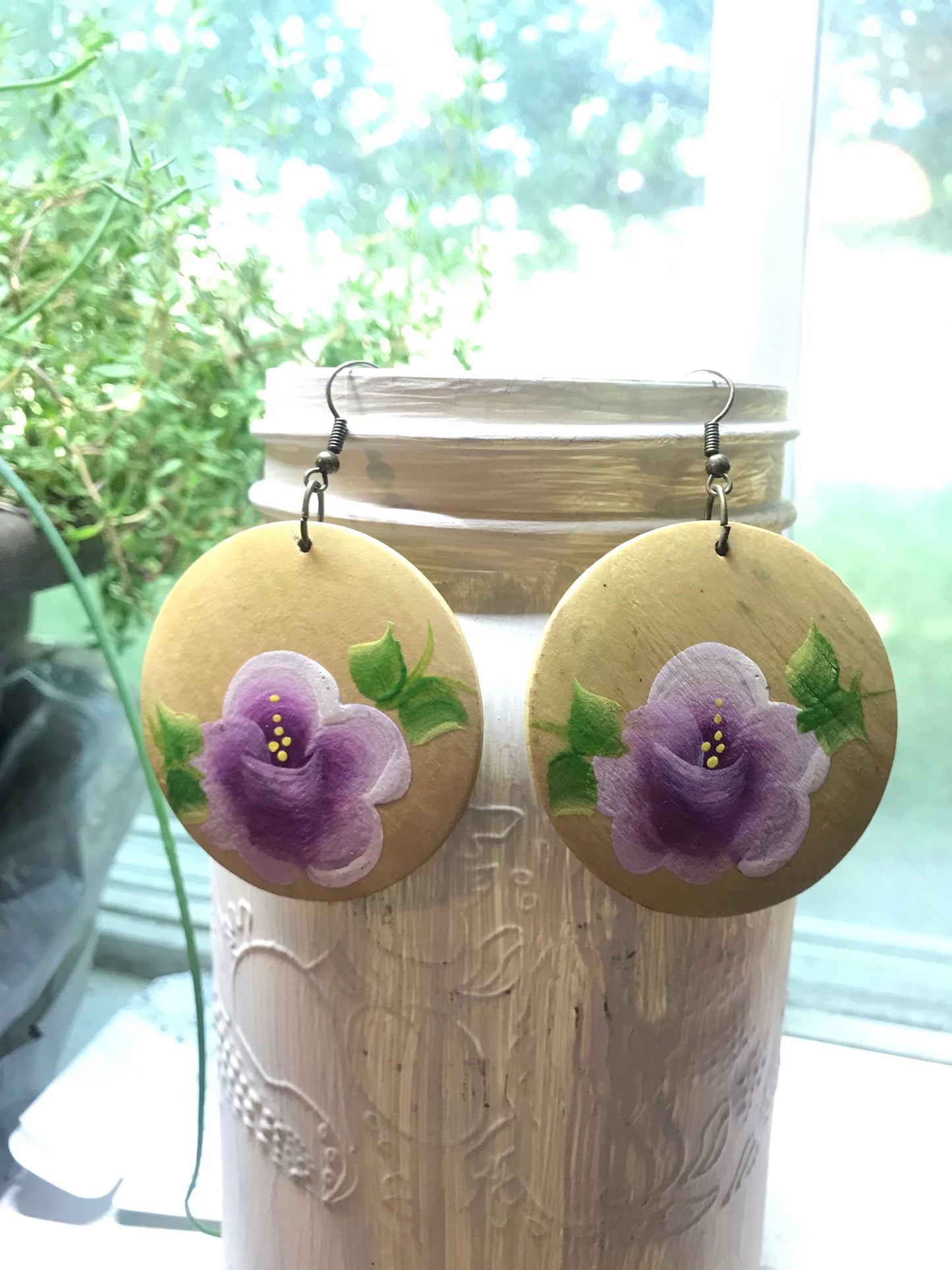 Wooden Flower Earrings